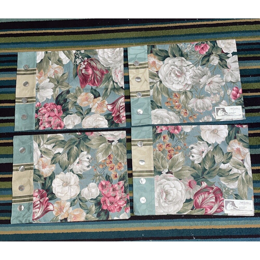 Jane Leslie Alperin Faulkner/Fanfare Band Placemat Made In USA Floral Set Of 4